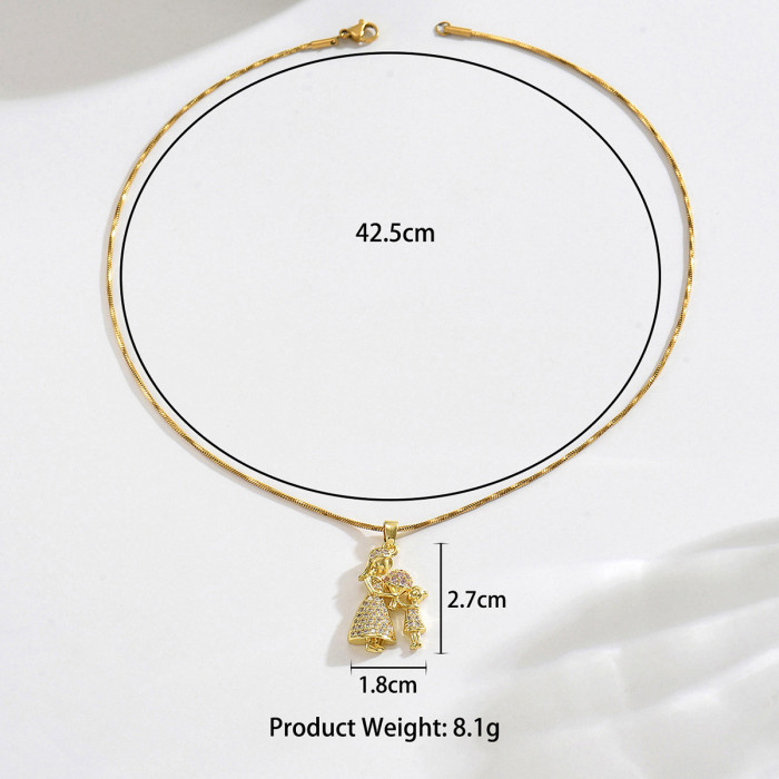 Wholesale Stainless Steel Mother and Child Necklace