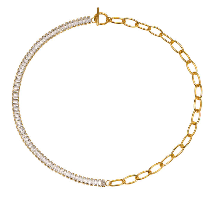 Wholesale Stainless Steel Half Tennis Necklace