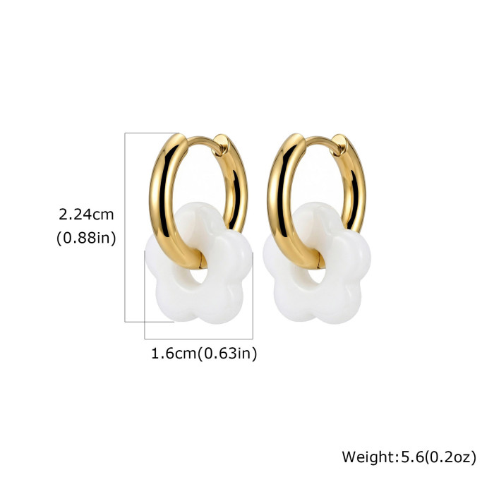 Wholesale Stainless Steel Colorful Flower Earrings