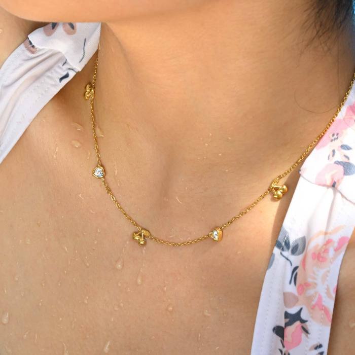 Wholesale Stainless Steel Cherry Necklace