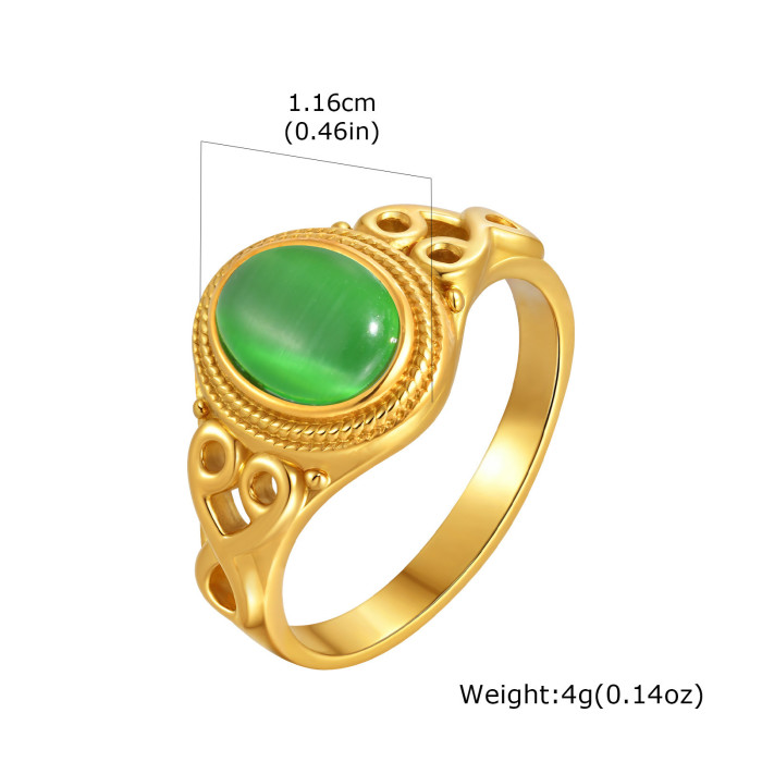 Wholesale Stainless Steel Cat's Eye Stone Ring