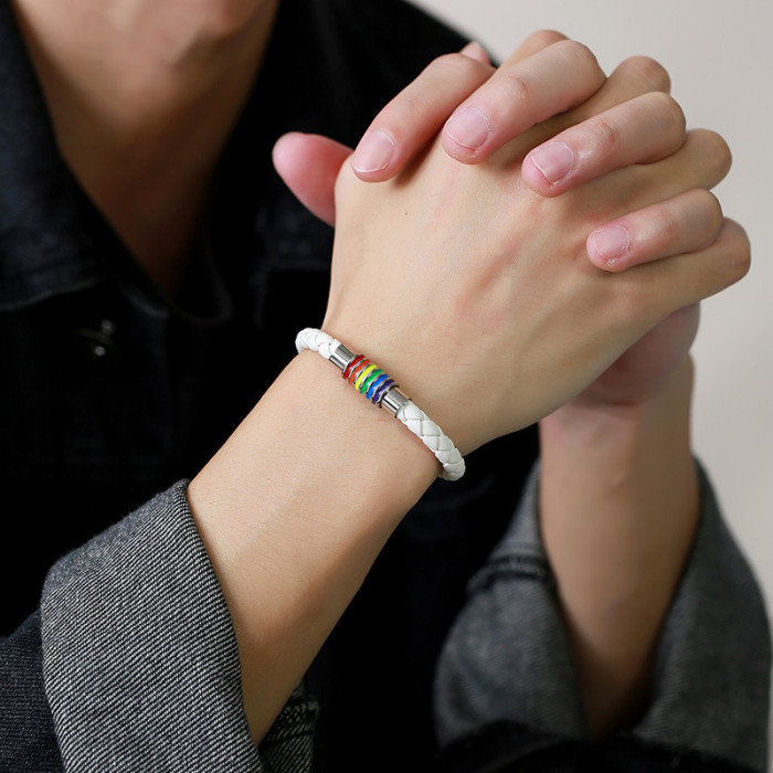Wholesale Stainless Steel Rainbow Flag Pride Bracelet