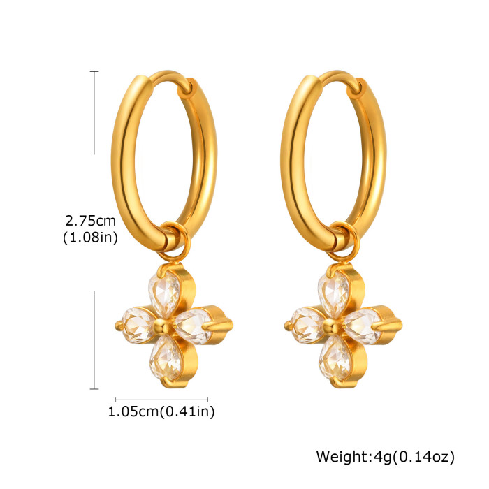Wholesale Stainless Steel Zirconia Flower Earrings