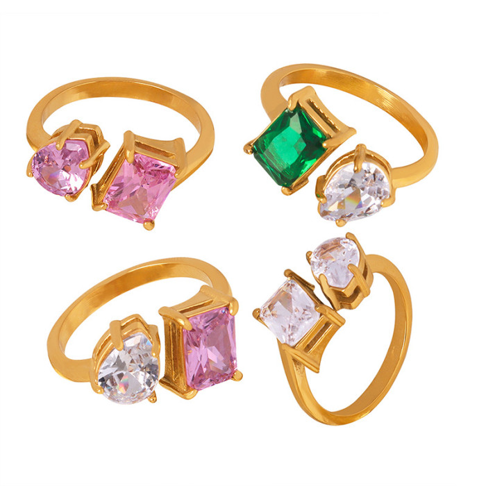 Wholesale Stainless Steel Adjustable Double Stone Rings