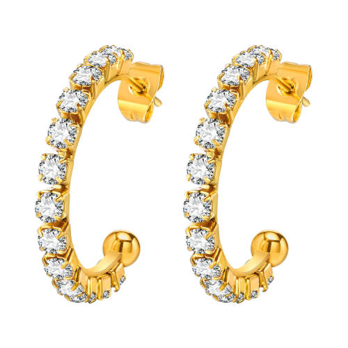 Wholesale Stainless Steel Gold CZ Hoop Earrings