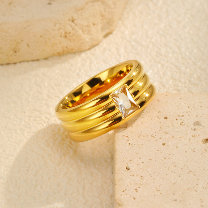 Wholesale Stainless Steel White Zirconia Ring
