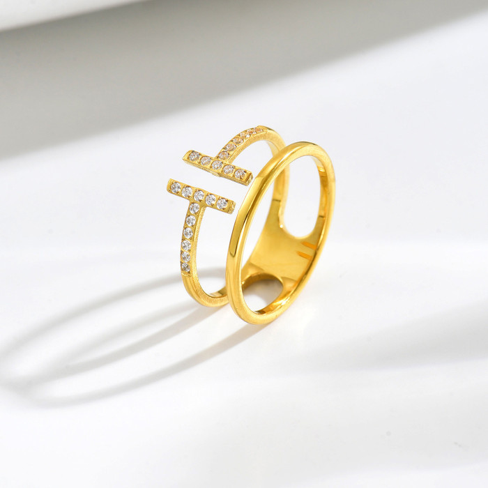 Wholesale Stainless Steel Minimalist CZ Pave Stacking Ring Set