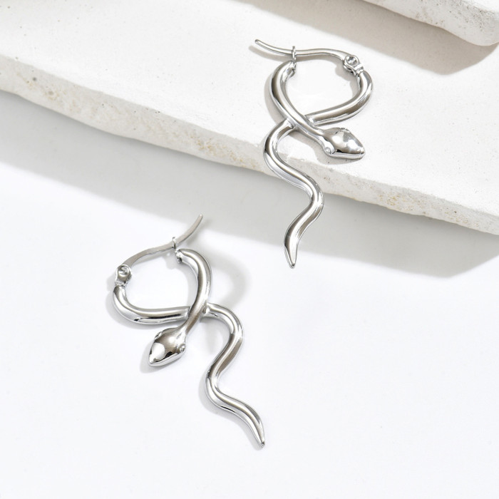 Wholesale Stainless Steel Snake Hoop Earrings