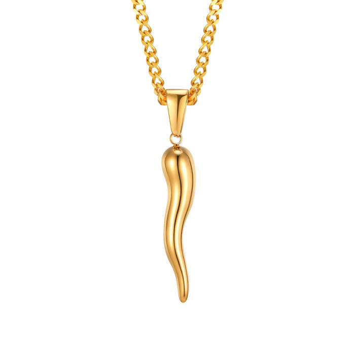 Wholesale Stainless Steel Italian Horn Necklace