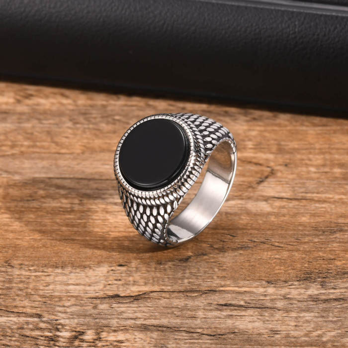 Wholesale Stainless Steel Black Onyx Turquoise Ring