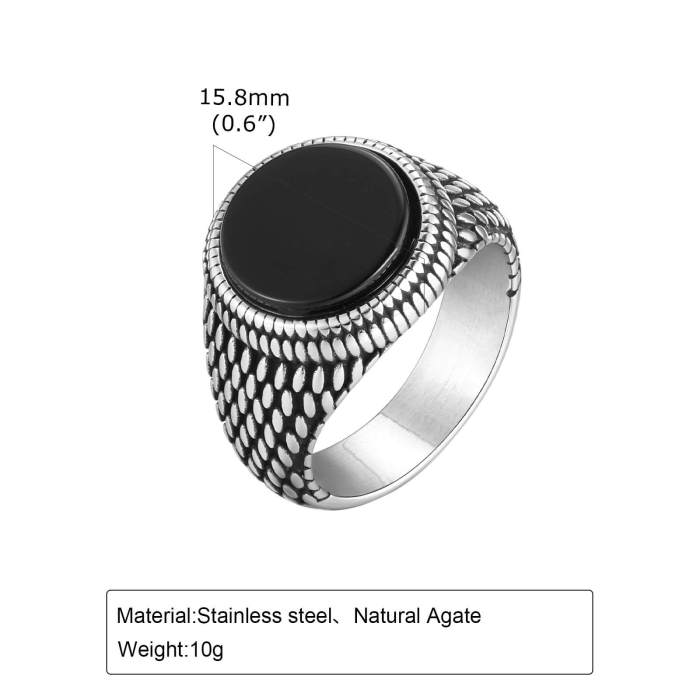 Wholesale Stainless Steel Black Onyx Turquoise Ring