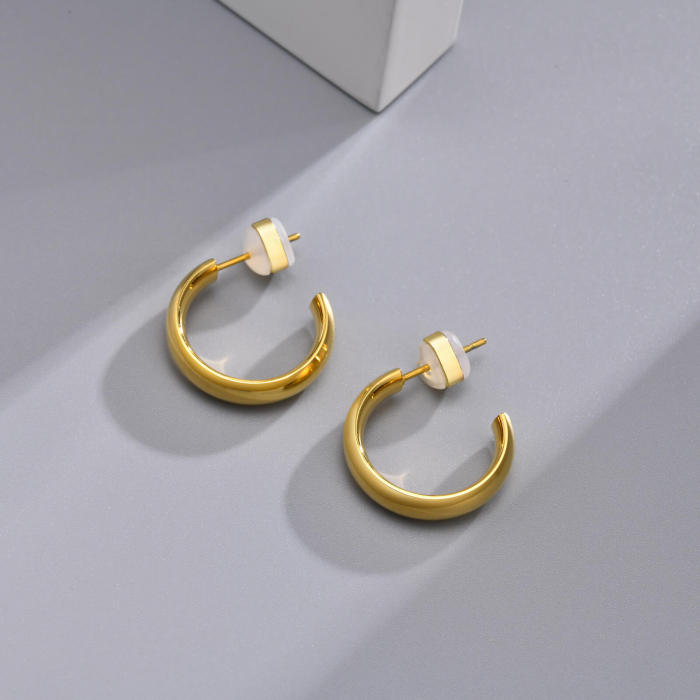 Wholesale Stainless Steel High Polished C Earrings