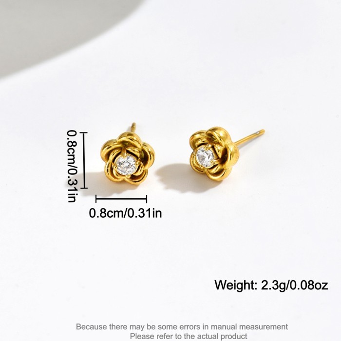 Wholesale Stainless Steel Camellia Stud Earrings