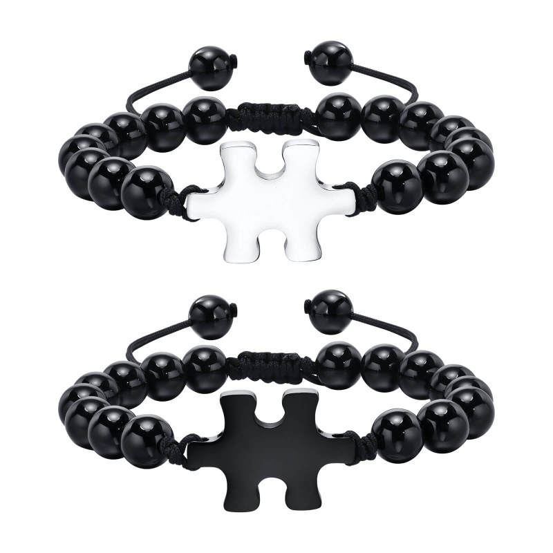Wholesale Stainless Steel Puzzle Agate Beaded Bracelet