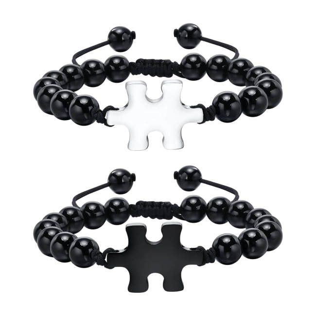 Wholesale Stainless Steel Puzzle Agate Beaded Bracelet