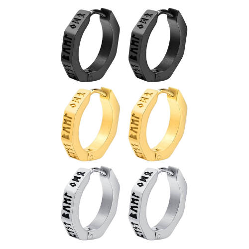 Wholesale Stainless Steel Viking Geometric Huggie Earrings