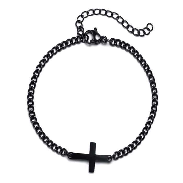 Wholesale Stainless Steel Women's Sideways Cross Bracelet