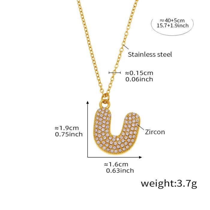 Wholesale Stainless Steel 5A CZ Initial Necklace