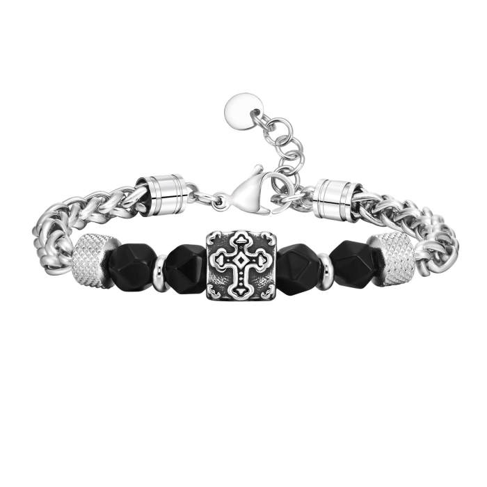 Wholesale Stainless Steel Men Bracelet with Cross Bead