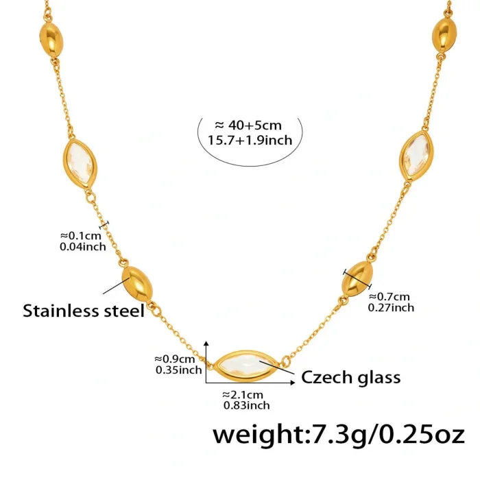 Wholesale Stainless Steel Glass Stone Necklace