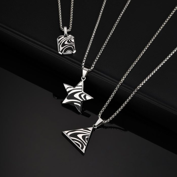 Wholesale Stainless Steel Black Wave Pendant