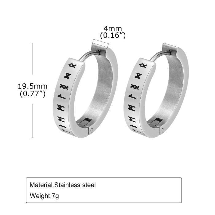 Wholesale Stainless Steel Mens Viking Huggie Earrings