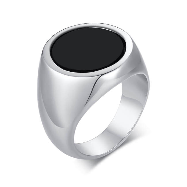 Wholesale Stainless Steel Circle Black Enamel Seal Ring