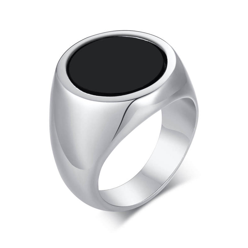Wholesale Stainless Steel Circle Black Enamel Seal Ring