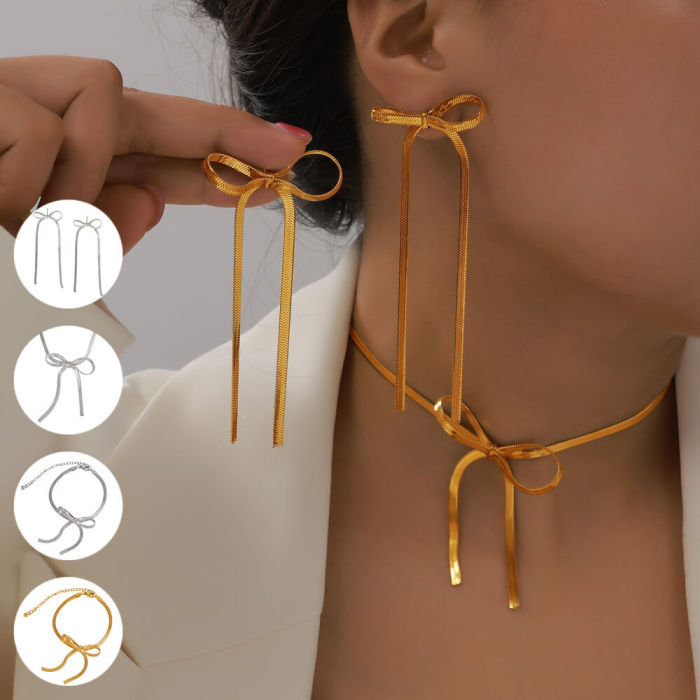 Wholesale Stainless Steel Bow Jewelry Set