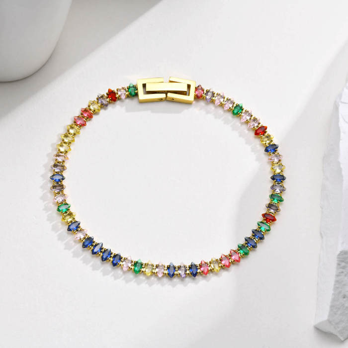 Wholesale Stainless Steel Colorful Horse Eye CZ Bracelet