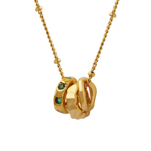Wholesale Stainless Steel Emerald Trio Neckalce