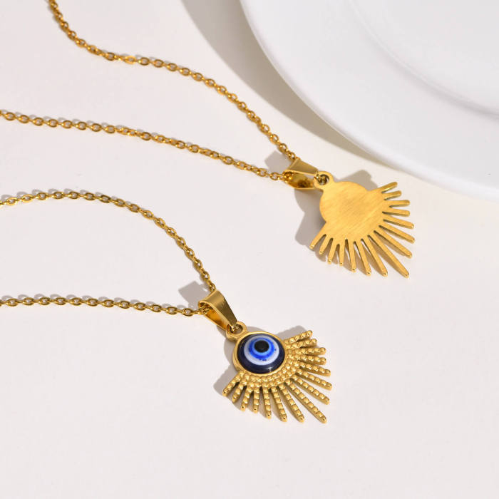 Wholesale Stainless Steel Evil Eye Sunburst Necklaces