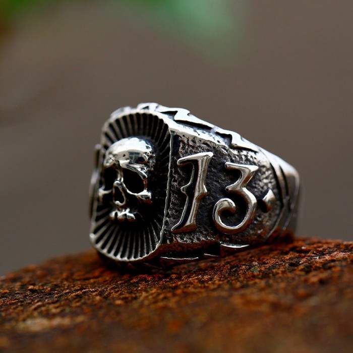 Wholesale Stainless Steel Skull 13 Ring