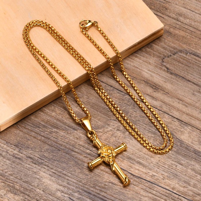 Wholesale Stainless Steel Unisex Rose Cross Pendant