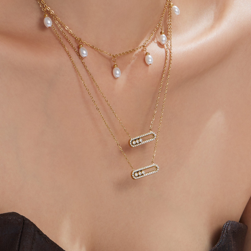 Wholesale Trendy Sliding Stone Bar Pendant and Ring