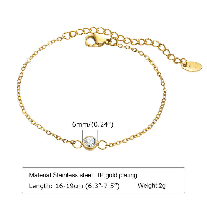 Wholesale Stainless Steel Women Chain Bracelet with CZ