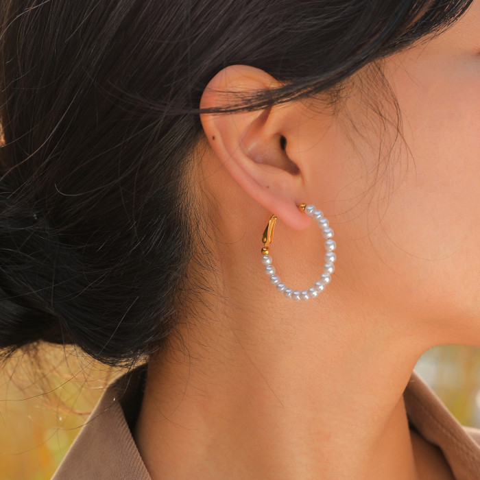 Wholesale Stainless Steel Imitation Pearl Earrings