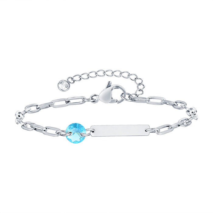 Wholesale Stainless Steel Engravable Birthstone Paperclip Bracelet