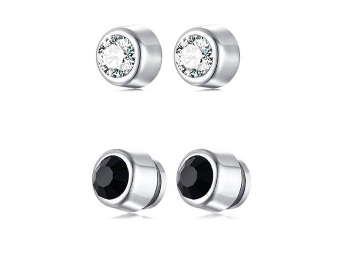 Wholseale Stainless Steel Magnetic Earring Clip With CZ