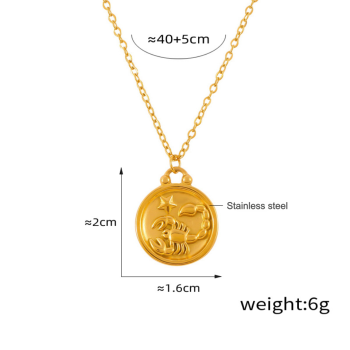 Wholesale Stainless Steel 12 Zodiac Sign Necklace Set