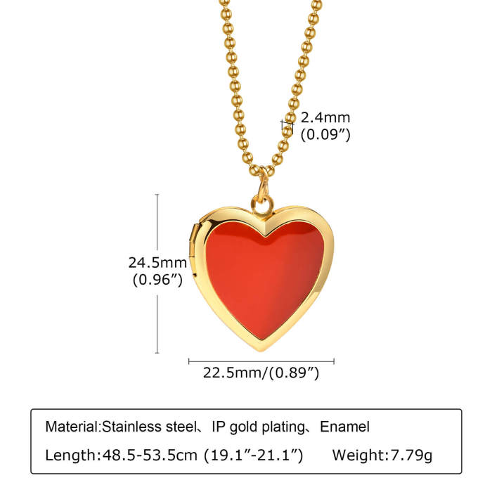 Wholesale Stainless Steel Red Heart Photo Necklace