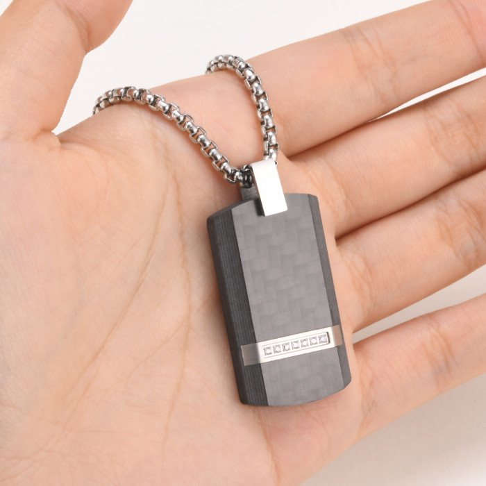 Wholesale Stainless Stee Carbon Fiber Dog Tag Pendant