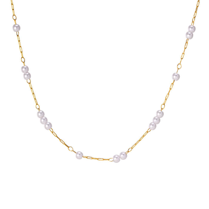 Wholesale Stainless Steel Imitation Pearl Beads Necklace