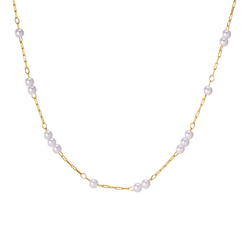 Wholesale Stainless Steel Imitation Pearl Beads Necklace