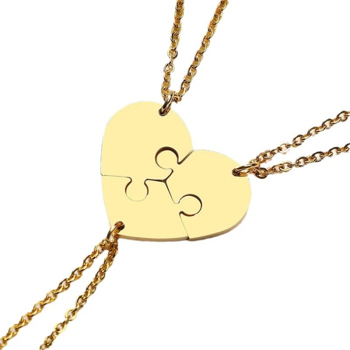 Wholesale Stainless Steel Puzzle Piece Necklace Best Friends