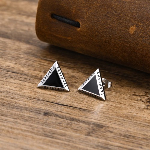 Wholesale Stainless Steel Triangle Viking Earrings
