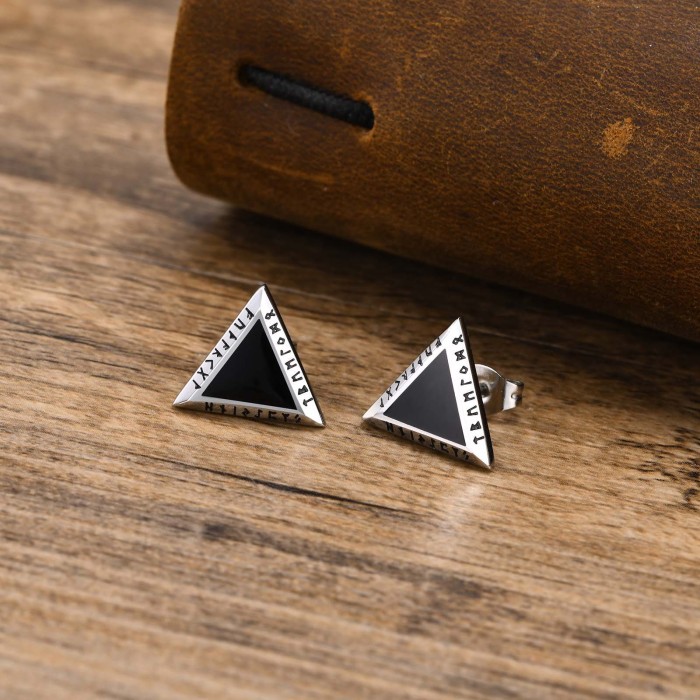 Wholesale Stainless Steel Triangle Viking Earrings