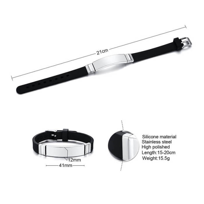 Wholesale Stainless Steel Personalized Silicone Bracelet