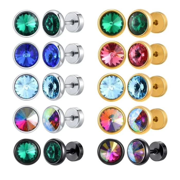 Wholesale Stainless Steel Zirconia Men's Earrings