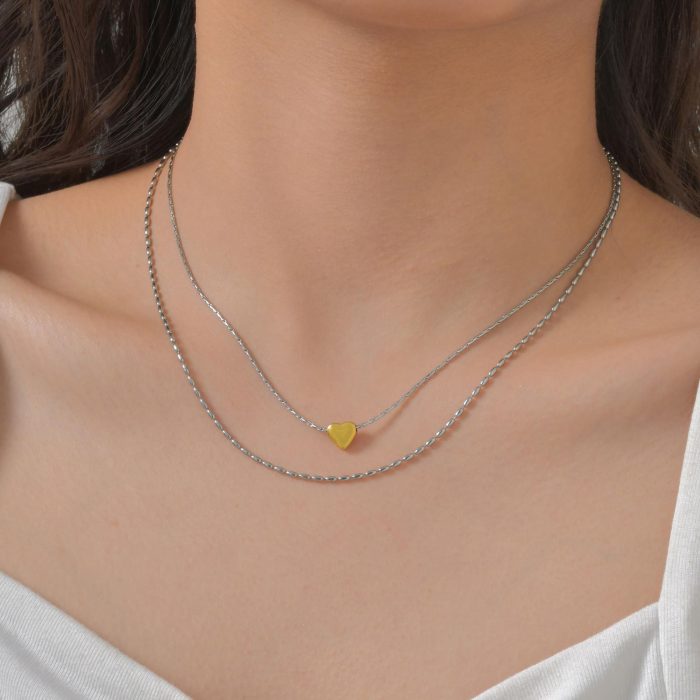 Wholesale Stainless Steel Heart Layers Necklace